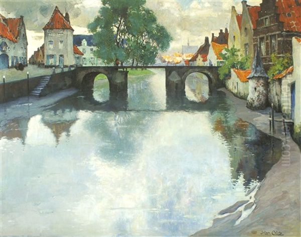 Stadszicht Oil Painting by Julien Celos