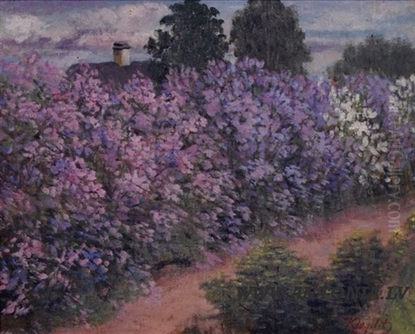 Lilac Oil Painting by Krisjanis Ceplitis