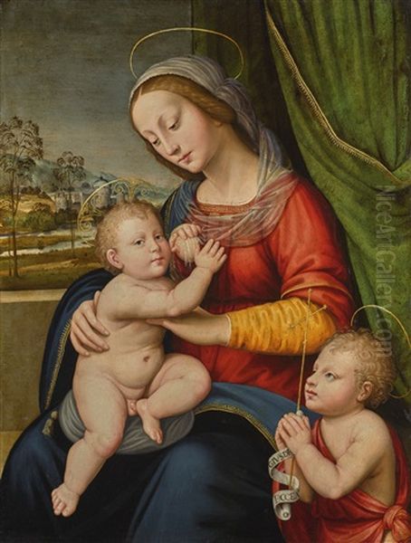 The Madonna And Child With The Infant Saint John The Baptist Oil Painting by Antonio del Ceraiuolo