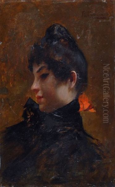 Profilo Di Donna Oil Painting by Ettore Cercone