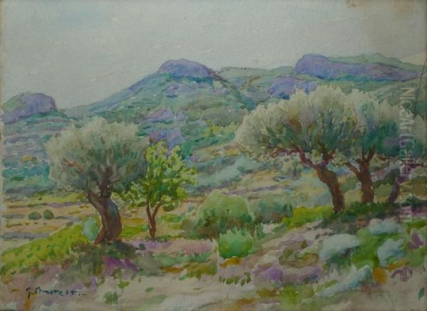 Oliviers Dans La Colline Oil Painting by Gabriel Amoretti