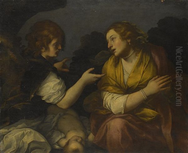 The Angel Appearing To Hagar And Ishmael Oil Painting by Carlo Ceresa