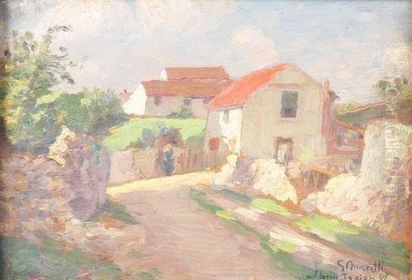 Cottages At Tezier Oil Painting by Gabriel Amoretti