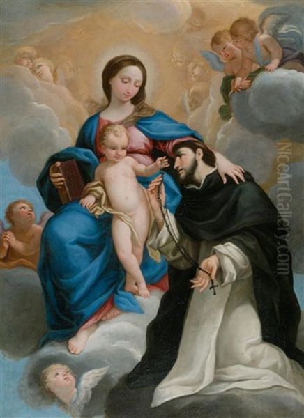 Madonna Mit Dem Kind Und Dem Heiligen Dominikus Oil Painting by Mateo Cerezo