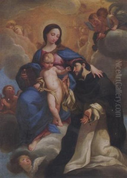 Madonna Mit Dem Kind Und Dem Hl. Dominikus Oil Painting by Mateo Cerezo