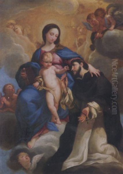 Madonna Mit Dem Kind Und Dem Heiligen Dominikus Oil Painting by Mateo Cerezo