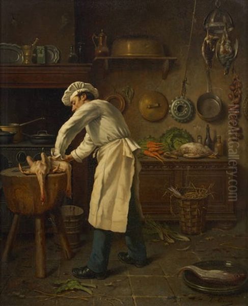 La Preparation Du Festin Oil Painting by Theodore Ceriez