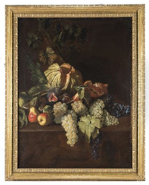 Natura Morta Con Zucca, Uva E Pere Oil Painting by Michelangelo Cerquozzi