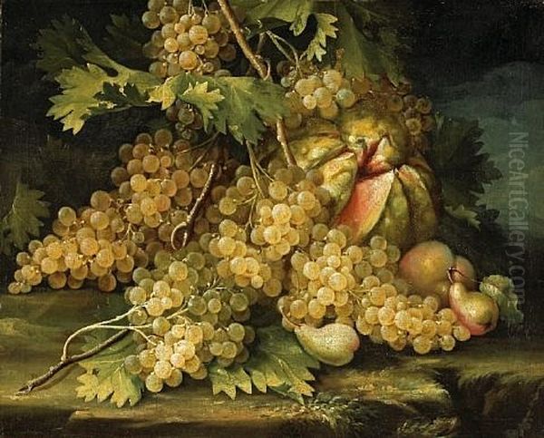 A Still Life With Grapes, Pears And A Watermelon Oil Painting by Michelangelo Cerquozzi