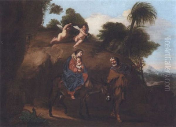 The Flight Into Egypt Oil Painting by Michelangelo Cerquozzi