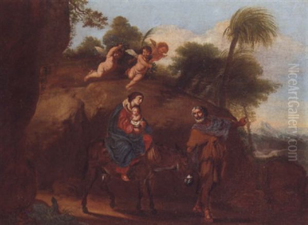 The Flight Into Egypt Oil Painting by Michelangelo Cerquozzi