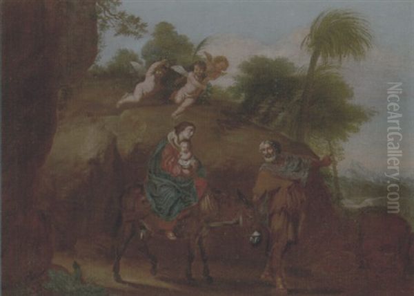 The Flight Into Egypt Oil Painting by Michelangelo Cerquozzi