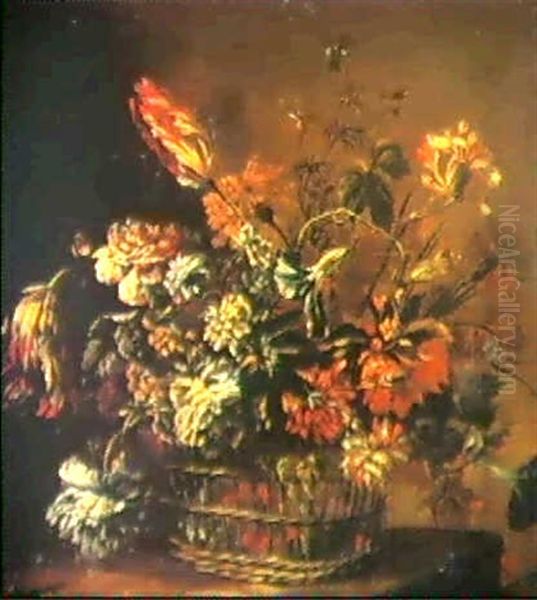 Cestino Di Fiori Oil Painting by Michelangelo Cerquozzi