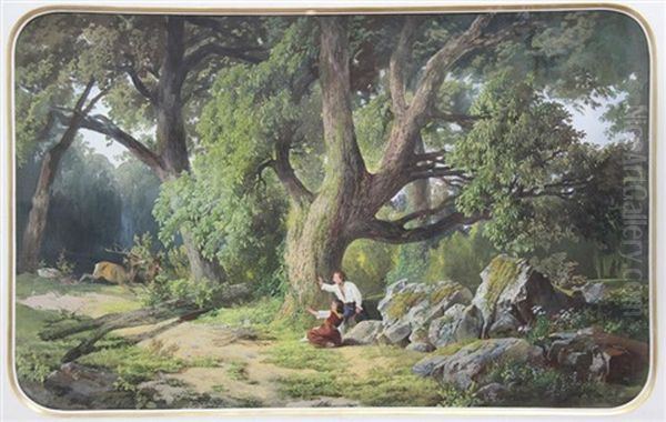 Idillio Nel Bosco Oil Painting by Felice Cerruti-Beauduc