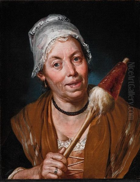 A Woman Holding A Spindle Oil Painting by Giacomo Ceruti