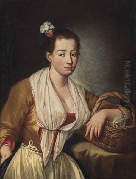 A Peasant Girl, With A Basket Oil Painting by Giacomo Ceruti