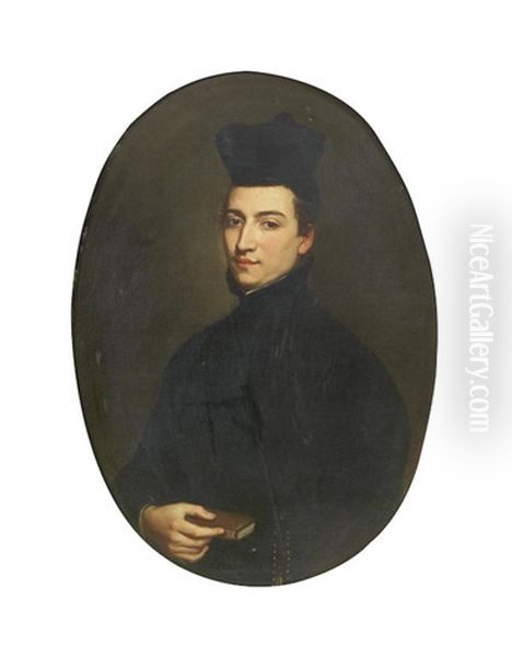 Portrait Of A Priest, Half-length, In Black Oil Painting by Giacomo Ceruti