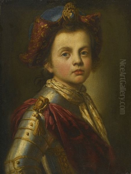 Portrait Of A Young Boy, Bust Length, Dressed In Armor Oil Painting by Giacomo Ceruti