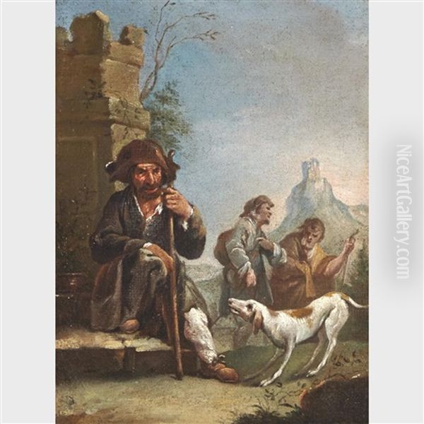 A Beggar With His Dog Oil Painting by Giacomo Ceruti