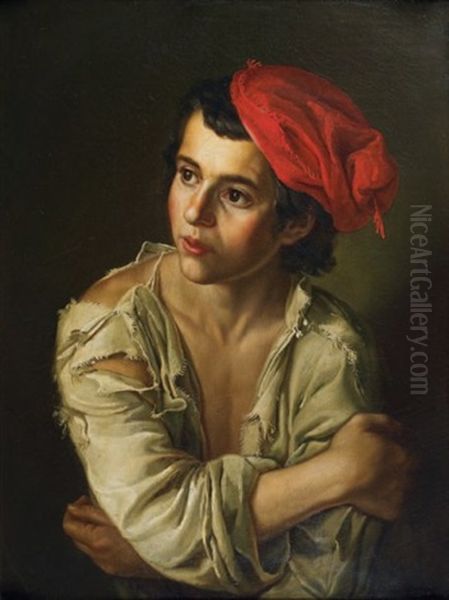 Jeune Garcon Au Beret Rouge Oil Painting by Giacomo Ceruti