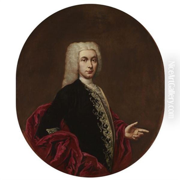 Portrait Of A Gentleman, Half-length, Wearing An Embroidered Doublet Oil Painting by Giacomo Ceruti