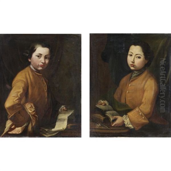 Ritratti Di Fanciulli (pair) Oil Painting by Giacomo Ceruti