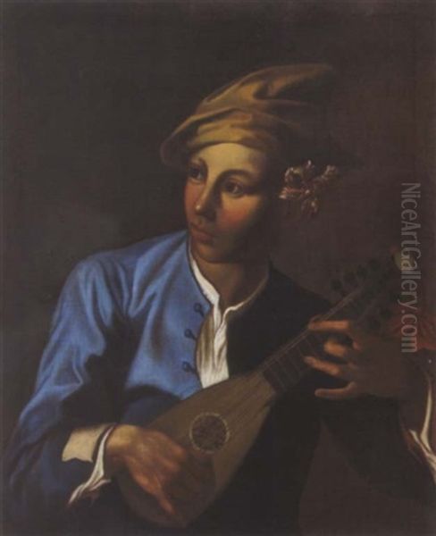 Laute Spielender Junger Mann (ritratto Di Un Giovinetto Che Suona Il Liuto) Oil Painting by Giacomo Ceruti