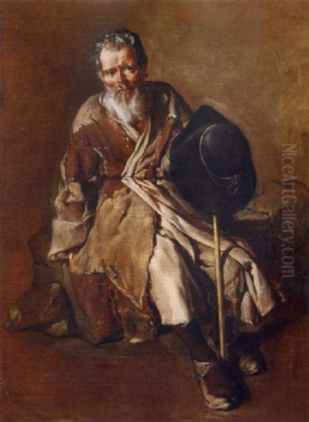 Vecchio Mendicante Oil Painting by Giacomo Ceruti