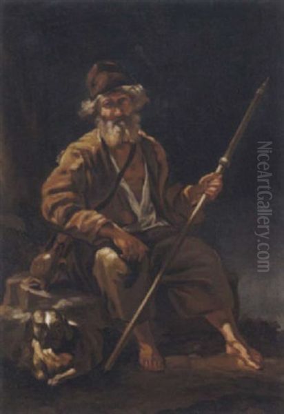 Viandante Con Cane A Riposo Oil Painting by Giacomo Ceruti