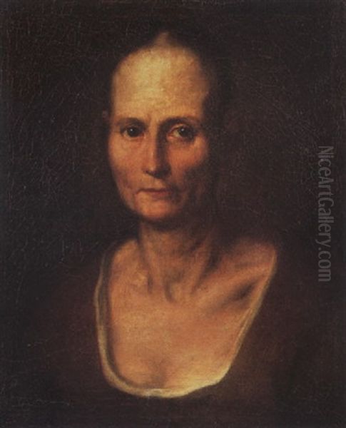 Portrait Of A Woman, Wearing A Low-cut Brown Dress Oil Painting by Giacomo Ceruti