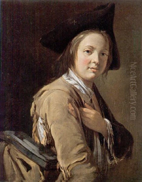 Portrait Of A Young Man Wearing A Tricorn Hat Oil Painting by Giacomo Ceruti