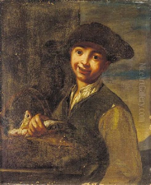 A Youth Holding A Basket Of Fish Oil Painting by Giacomo Ceruti