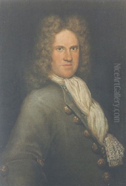 Portrait Of A Man Wearing A Grey Jacket With A White Lace-trimmed Cravat Oil Painting by Giacomo Ceruti