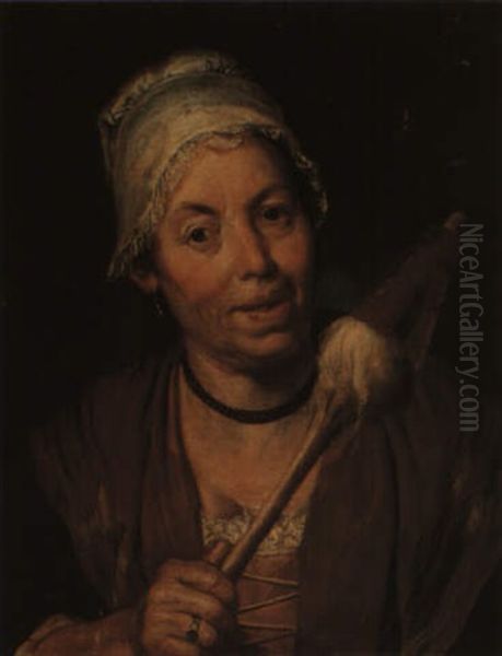 A Woman Holding A Distaff by Giacomo Ceruti