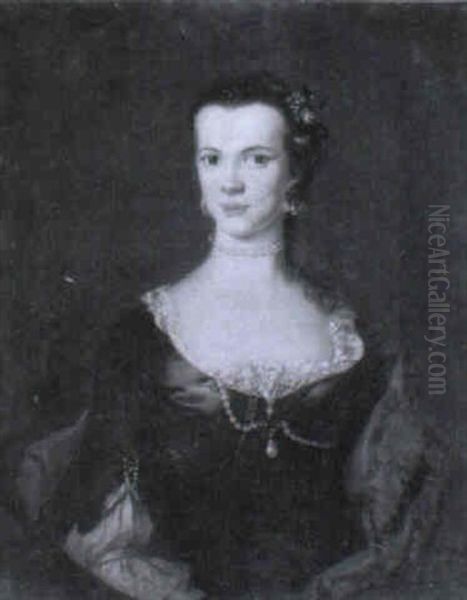 Portrait D'une Jeune Femme Aux Perles Oil Painting by Giacomo Ceruti