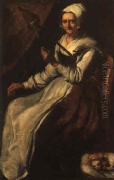 An Old Woman With A Distaff Oil Painting by Giacomo Ceruti