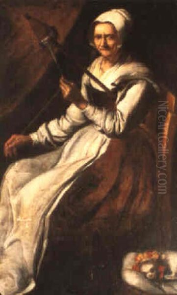 An Old Woman With A Distaff Oil Painting by Giacomo Ceruti