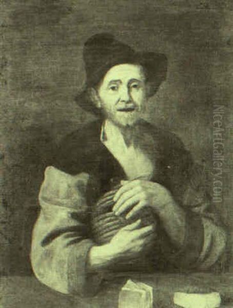 Portrait Of A Peasant Holding A Bottle Of Wine Oil Painting by Giacomo Ceruti