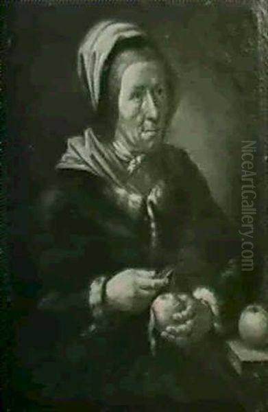 Alte Frau, Ein Apfel Schalend Oil Painting by Giacomo Ceruti