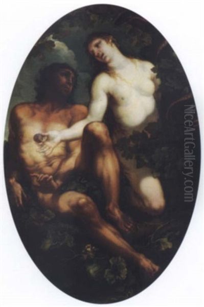 Adam And Eve Oil Painting by Federico Cervelli