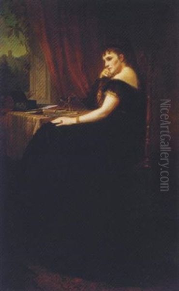 Portrait Of Countesse Stollberg Zu Stollberg Oil Painting by August Cesar