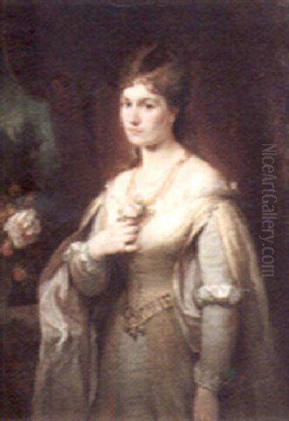 Portrait Of A Lady Oil Painting by August Cesar