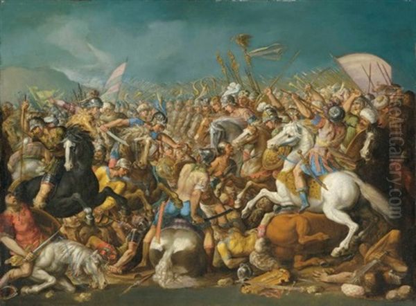 A Classical Battle, Probably Depicting The Defeat Of Hannibal By Scipio Africanus Major (circa<br/>235-183 B.c.) Oil Painting by Bernardino Cesari