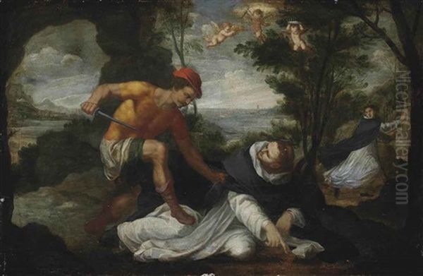 The Martyrdom Of Saint Peter Of Verona Oil Painting by Bernardino Cesari