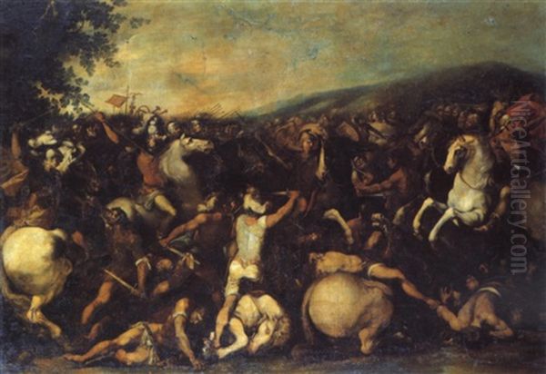 Battaglia Dei Romani Con I Veienti E I Fidenati Oil Painting by Bernardino Cesari