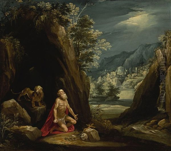 Saint Jerome In The Desert Oil Painting by Giuseppe Cesari