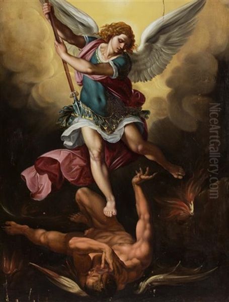 The Archangel Michael Triumphing Over Satan Oil Painting by Giuseppe Cesari