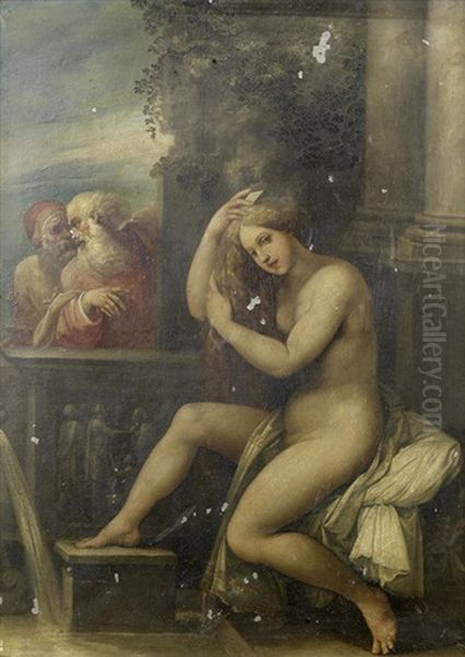 Susanna And The Elders Oil Painting by Giuseppe Cesari