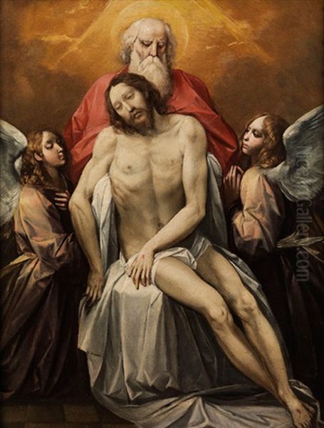 Trinita Con Angeli (dreifaltigkeit Mit Engeln) Oil Painting by Giuseppe Cesari