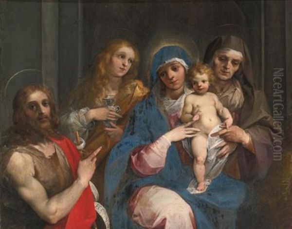 Madonna And Child With Saint John The Baptist, Mary Magdalen And Saint Anne Oil Painting by Giuseppe Cesari